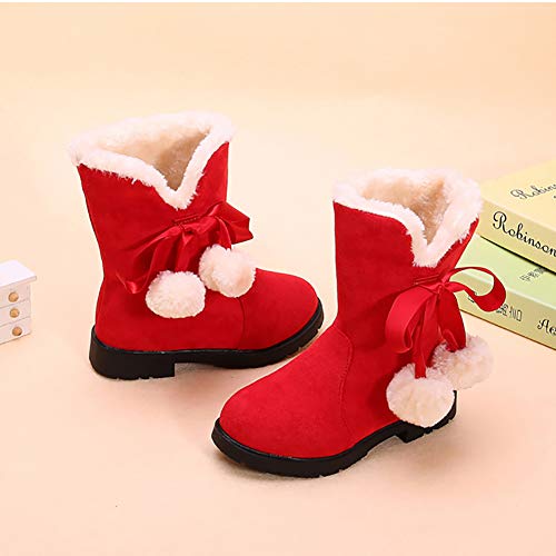 Girls Winter Warm Fur Boots Mid-Calf Bowknot Princess Booties2