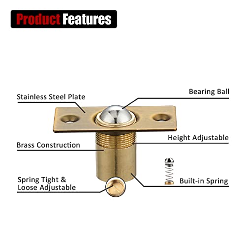 Image of JQK Closet Ball Catch Door Hardware, Stainless Steel Catch Adjustable with Strike Plate, Bronze 2 Pack, HBC100-YRB-P2