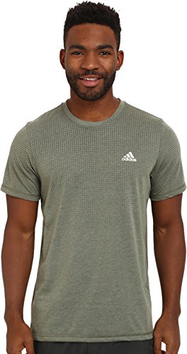 adidas Performance Men's Aeroknit Short Sleeve Tee, Base Green/Colored Heather, Small
