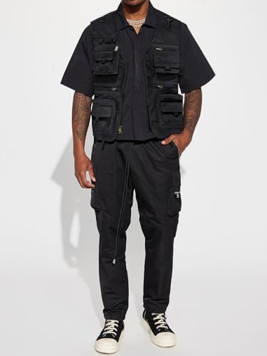 Cargo Vest Men Lightweight Outdoor Travel Fishing Outerwear Work Jacket with Rod Holder Pockets3