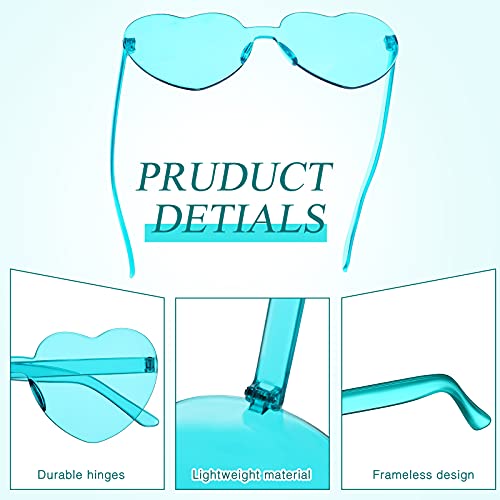 TOODOO 4 Pack Heart Shaped Sunglasses Rimless Candy Color Eyewear Valentines Halloween Accessories4
