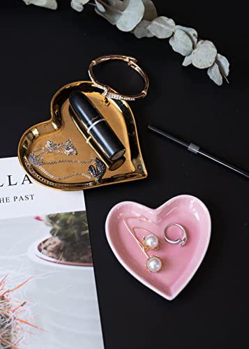 Meeshine Ceramic Jewelry Tray, Heart Shaped Jewelry Plate Ring Dish For Women Girls, Pink Jewelry Trinket Holder, Ring Dish For Birthday Friends Daily Family #TOP4