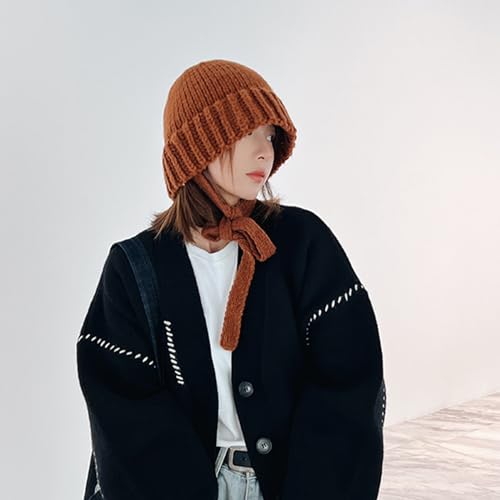 Knitted Fisherman Hat for Women Girls Fashion Strap Hat for Skiing Hiking Sweet Girl Windproof Bonnet for Cold Weather4