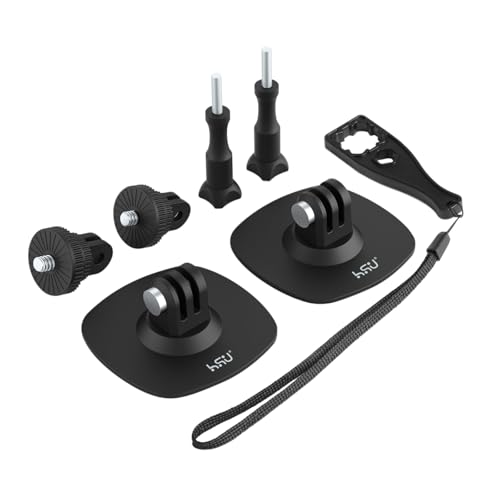 HSU Support Adhésif pour GoPro, Supports de Casque Flexible pour Insta360, Kit d'Accessoires pour Caméras d'action (6 en 1)