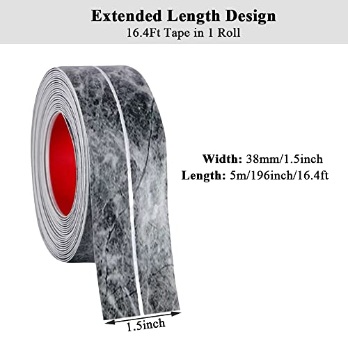 1.5 Inch x 16.4 Ft Bath & Kitchen Tape Caulk Strip, PVC Self Adhesive Waterproof Caulking Sealing Tape, Decorative Sealant Trim for Kitchen Sink Toilet Bathroom Shower and Bathtub (Black Marble)