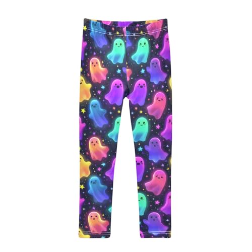Girls' Athletic Leggings Ankle Length Yoga Dance Pants Kids Teen 4T Colorful Ghost Stars