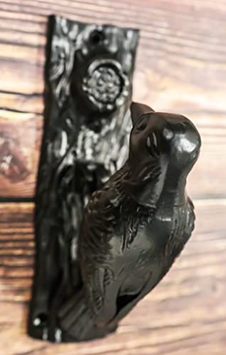 Ebros-Gift-Black-Powder-Coated-Cast-Iron-Rustic-Country-Woodpecker-Bird-On-Tree-Trunk-Door-Knocker-Sculpture-with-Built-in-Striking-Plate-Birds-Home-Decorative-Garden-Barn-Cabin-Cottage-Accent Ebros Gift Black Powder Coated Cast Iron Rustic Country Woodpecker Bird On Tree Trunk Door Knocker Sculpture with Built in Striking Plate Birds Home Decorative Garden Barn Cabin Cottage Accent