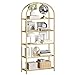 Price comparison product image VASAGLE 5 Tier Shelf, Tempered Glass Shelving Unit, Arched Design, Steel Construction, for Living Room, Working Bathroom, Golden Color LGT050A01