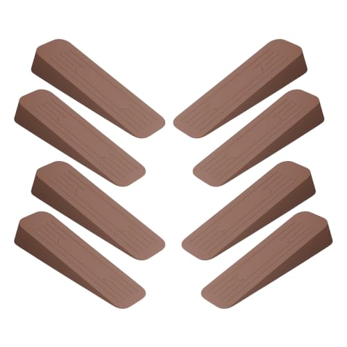 Image of Rubber Door Stopper Wedge, Heavy Duty Anti-Slip Door Holder & Blocker with Strong Grip for Tiles, Marble, Wood, Carpet & Cement Floors | Home, Office, School & Warehouse Use (Brown, Pack of 8)