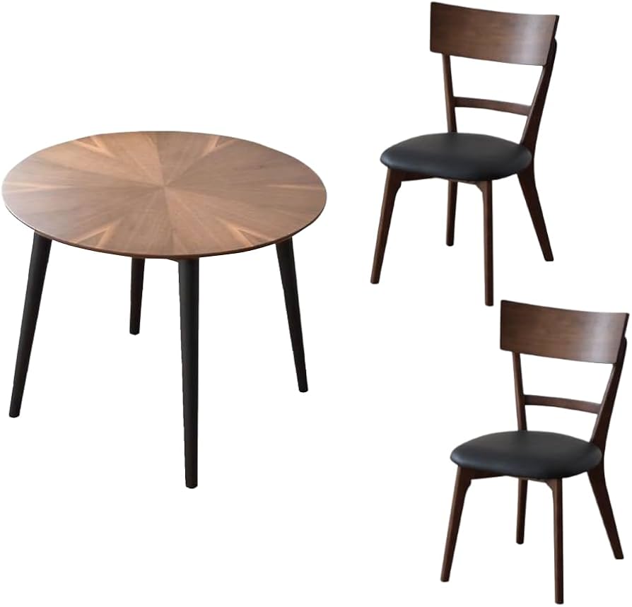 Amazon｜ダイニングテーブル 丸型 3点セットMARIYA マリヤ 食卓