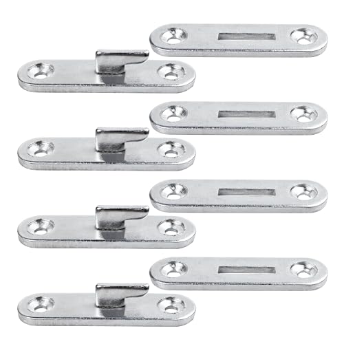 PDETVEO 4PCS 3Inch Bed Rail Fasteners, Metal Bed Rail Brackets with Hooks, Heavy Duty Bed Frame Connectors, Replacement Parts for Wood Headboard and Side Rail (Silver)