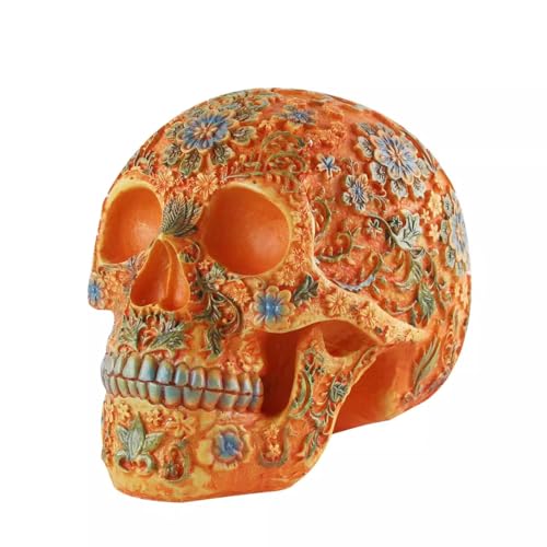 FENGSHUI-CAISHEN Top Resin Skull Head Sculptures & Statue–Unique Halloween Skull Gifts for Men & Women, Human Skull Decor for Home, Office, Artist