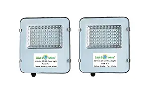 Saish Solutions 12 Volts 18 Watts DC LED Flood Light Directly Run on Any 12 Volts Battery Supply or Any 20 to 30 Watts Solar Panel (White, Pack of 2)