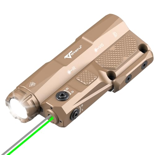 VOTATU MDL-IG 3000 Lumens Tactical Flashlight Laser Combo for Rifle Green Laser/Light/IR Laser Sight Built-in Pressure Pad Switch Compatible with M-LOK & Picatinny Rail