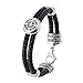 WQZYY&ASDCD Donna Gioielli di Moda Bracciale in Pelle Intrecciata Uomo personalità Bussola Bracciale in Acciaio Inossidabile Cinturino da Polso Maschile-Black_Wearing_Length_205Mm