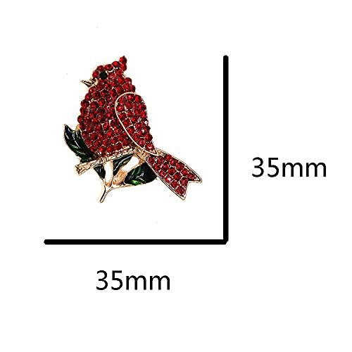 Fashion Rhinestone Women Gold Tone Animal Brooch Pin Jewelry Red Crystal Northern Cardinal Bird Brooch Christmas Bird Brooch #TOP1