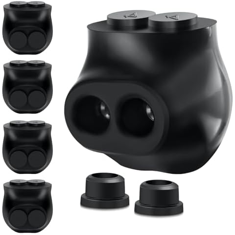 2 Port Insulated Black Multi Tap Connector 4-14 AWG, Insulated Multi Wire Tap Connectors Single Sided Entry Aluminum to Copper Wire Connectors(5 Pack) Cover