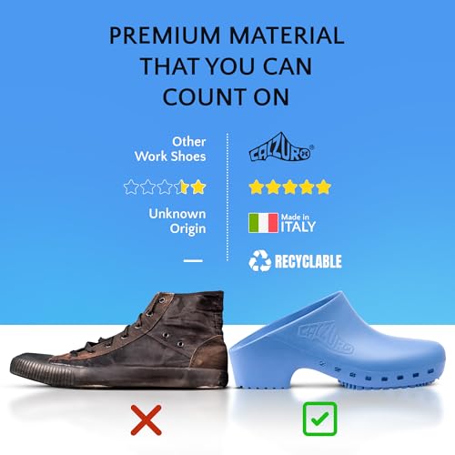 Image of CALZURO Classic Work Clogs Without Holes - Unisex Nursing Clogs - Non Slip Shoes - Autoclavable Rubber Kitchen Shoes for Women and Men -