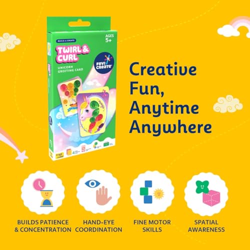 Image of Fevicreate Build-n-Create Twirl & Curl Unicorn Greeting Card Kit | Quilling Art | Colourful Unicorn Greeting Cards | Travel Friendly | Screen-Free Play | Gifting | Ages 5 +