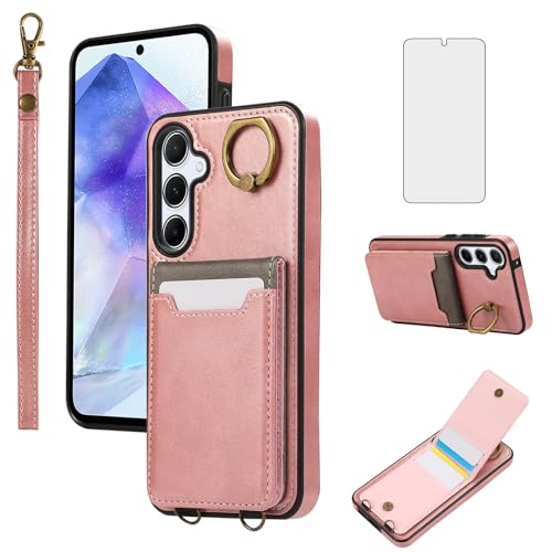 Étui Samsung Galaxy A54 5G Asuwish en cuir avec protège-écran verre trempé et anneau