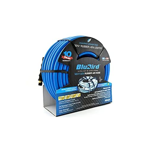 BluBird Rubber Air Hose 3/8" x 100', W.P. 300 PSI Lightest & Strongest