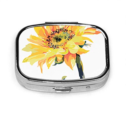Preisvergleich Produktbild Elegante Blumen Sonnenblume gelbe Blume niedlich Pillendosen Pillendosen Metall Tablet Inhaber Wallet Organizer Fall für Tasche oder Geldbörse
