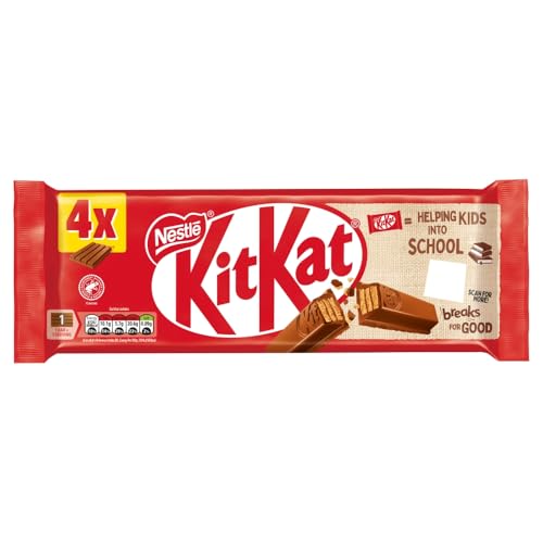 KitKat 4 Finger Milk Chocolate Biscuit Bars Multipack Crispy Wafer Bars Covered in Smooth Milk Chocolate - 4 x 41.5g Bars