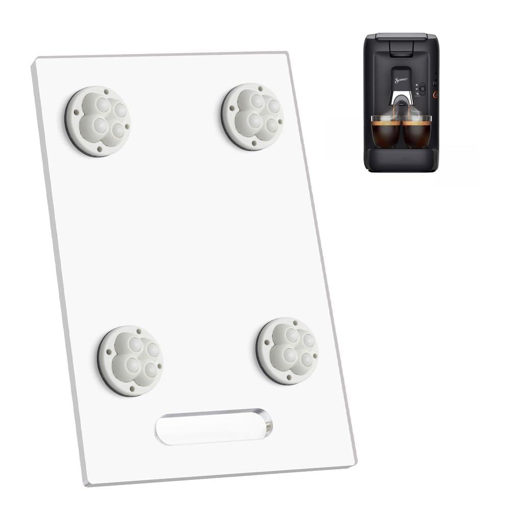 Tabla deslizante de acrílico para cafetera y dispositivo de cocina, base resistente con asa + ruedas de 360°, accesorios Thermomix y utensilios de cocina, ahorra espacio de trabajo (24 x 35,5 cm)