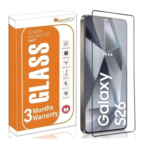 OpenTech® Military-Grade Gorilla Tempered Glass for Samsung Galaxy S26 with Fingerprint Unlock, Edge to Edge Coverage - Case Friendly, Anti-scratch and Bubble free installation kit