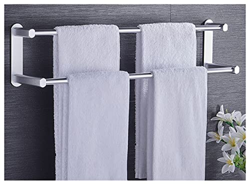 Porte-serviette de salle de bain mural double rail LWX en acier robuste