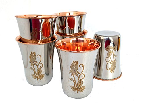 Set de 6 vasos de cobre hechos a mano miniatura 4
