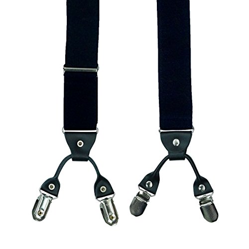 Image of The Tie Hub Suspenders for Men | Slim Clip-On Y-Back Elastic Braces | Adjustable 1.25 Inch | Formal Wedding Office