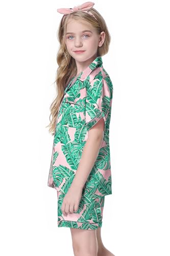 Image of Girls & Womens Satin Pajamas Set, Silk Button-Down Sleepwear 2 Piece Nightwear, 3 Years - Women XXL