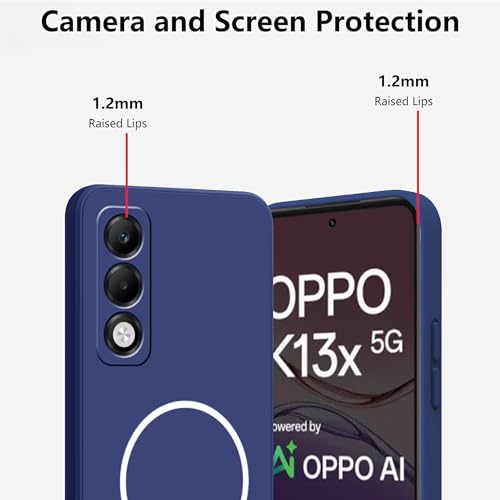 Image of Bintage Macc-Safe Print Rubber Candy TPU Cloth in-Side | Full Protect Matte Finish Soft Back Cover Case Compatible for Oppo CPH2753 / Oppo K13X 5G - Blue
