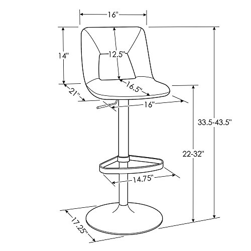 Zuri Furniture Dark Blue Jazz Adjustable Height Swivel Armless Bar Stool #TOP3