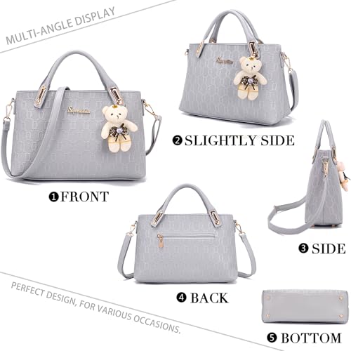 Image of Purse for Women Fashion Medium Shoulder Bag Crossbody Handbag Set 4PCS | Stylish Style,Chain Texture Design,with a Crossbody Strap,4-in-1 Multi-Style Purse Set