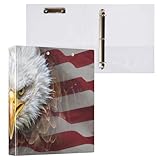 3 Ring Binder American Eagle Bald Flag 1.5 inch Binders Three Ring Binders with Clipboard Fit 8.5'' x 11'' Paper 3 Interior PVC Clear Pockets for Office Supplies