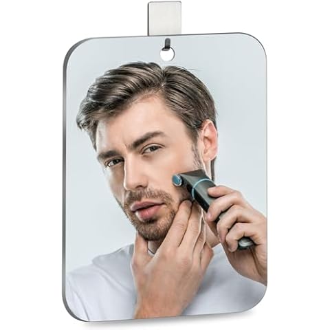 quegau Unbreakable Shower Mirror for Shaving, (Medium 6x8 inch) Portable Shower Mirror for Men with Adhesive Locker Mount,Ideal for Camping and Traveling,NOT Fogless Mirror for Shower Cover