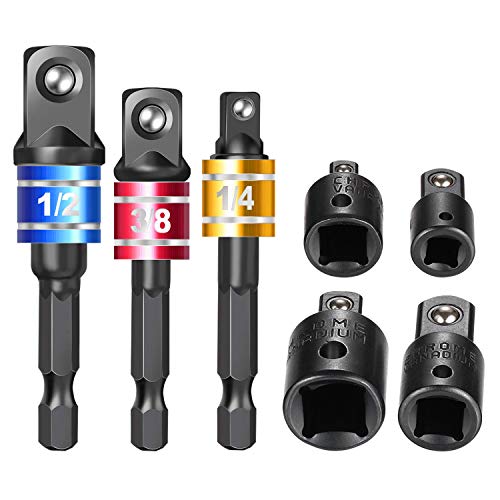 Niudai Steckschlüssel Nuss Set, 7-teilig Akkuschrauber Stecknussadapter Set, Adapter Sechskant auf 1/4", 1/2", 3/8" Vierkant und Stecknuss Adapter 1 Niudai Steckschlüssel Nuss Set, 7-teilig Akkuschrauber Stecknussadapter Set, Adapter Sechskant auf 1/4", 1/2", 3/8" Vierkant und Stecknuss Adapter