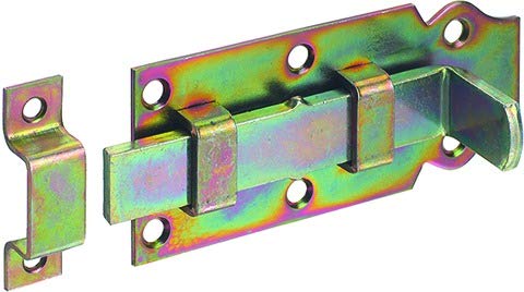 Alberts 842864 - Cerrojo para puerta, recto, con mango plano y trabilla fijada, galvanizado, pasivado de capa gruesa, placa de 100 x 44 mm, juego de 10 unidades