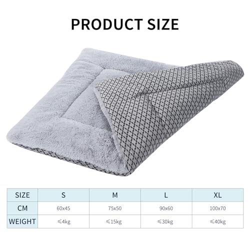 Vejaoo Hundematte Weiche und warme Matte Liegedecke für Hunde und Katzen Sofa für Heimtiere XZ014 (L (90 X 60CM), Short Plush Grey)