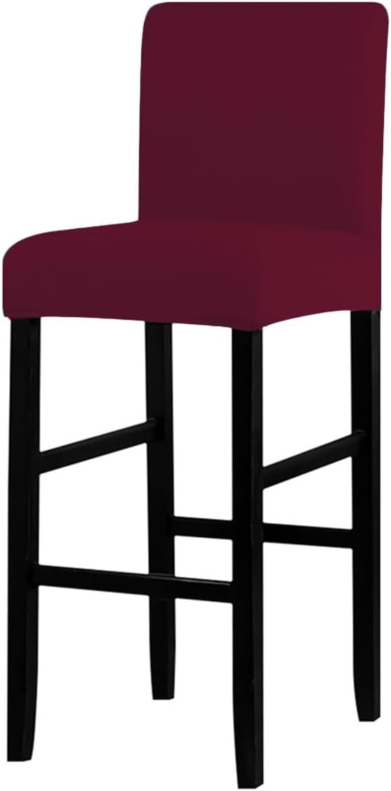 Stretch Bar Stool Chair Covers, Counter Stool Pub Chair Slipcover for Dining Room Cafe Barstool Slipcover Removable Chair Seat Cover with Elastic Bottom,Wine red a,4PCS