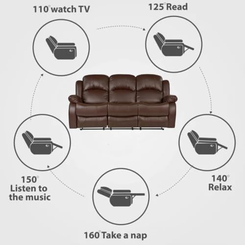 Image of Sofa 3 Seater - Ergonomic Leatherette Design with Plush Support, Includes 5-Year Warranty for Living Room Comfort and Durability