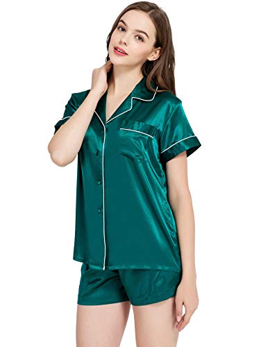 Lonxu Womens Silk Satin Pajamas Set Green 2xl Wantitall