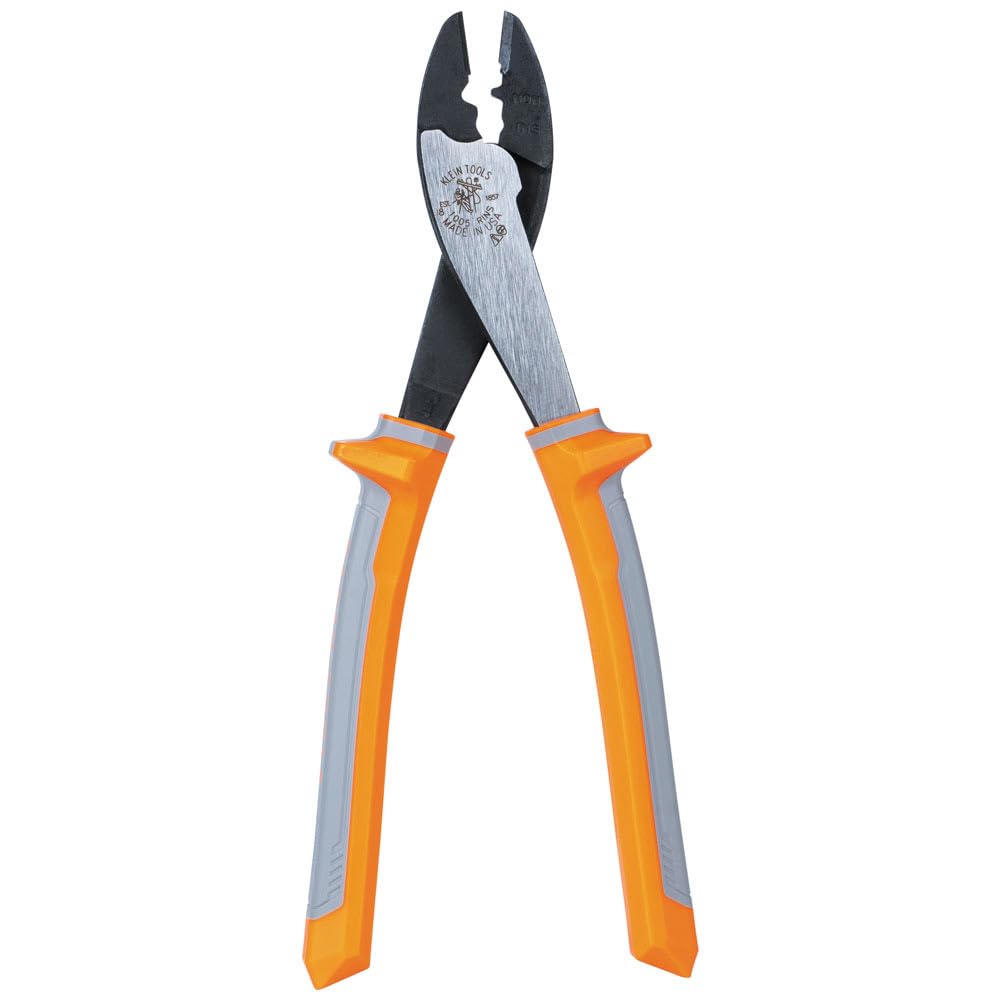 Klein Tools Pinza isolata 1005RINS, prodotta negli Stati Uniti, strumento di taglio/crimpatura per cavi e connettori isolati e non isolati da 10 a 22 AWG, 1000 V nominale