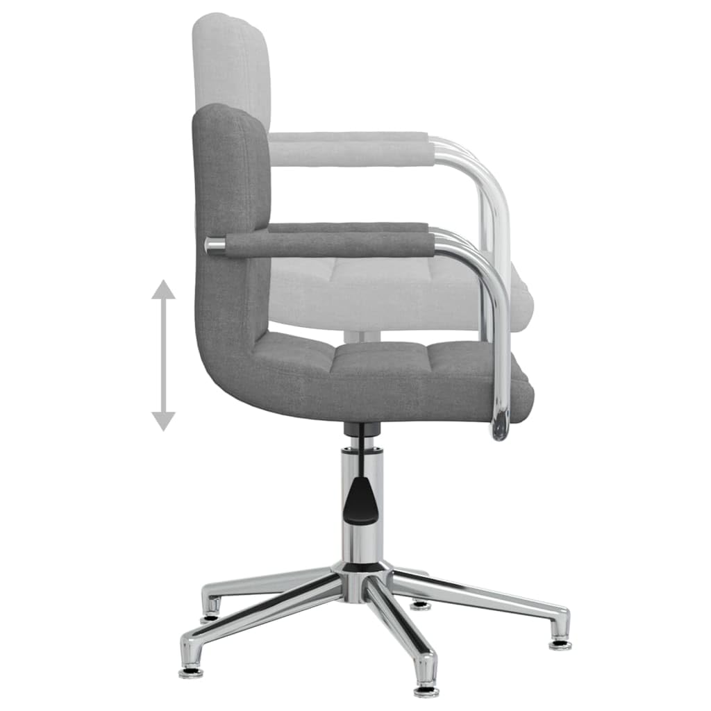 Silla de comedor giratoria gris claro de tela con resorte de gas, acolchada y ergonómica, 48 x 47 x 74,5 – 88,5 cm, moderna silla de cocina para comedor, salón, oficina y sala de espera