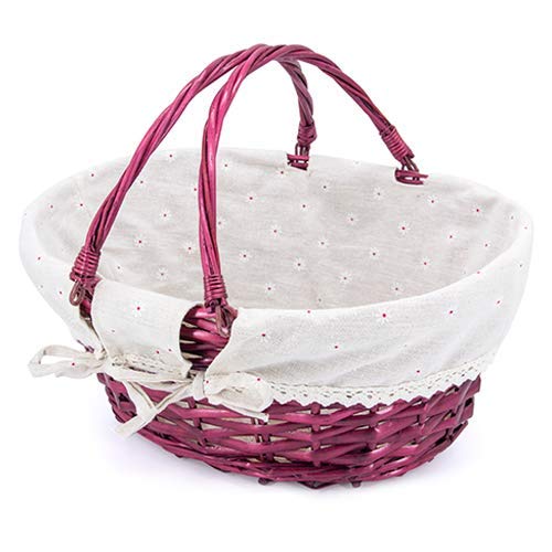 Durior Wicker Basket Woven Picnic Basket Empty Oval Willow Large Storage Basket with Double Handles Fruit Serving Baskets Easter Basket 15.5