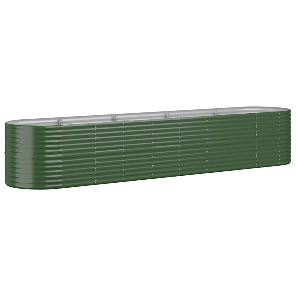 Vidaxl Green Garden Raised Bed - Powder-Coated Steel Planter With Spacious Design Ideal For Herbs, Flowers And Vegetables - Suitable For Patios And Balconies