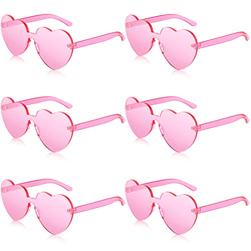 Frienda 6 Pieces Heart Sunglasses Pink Sunglasses Thick Heart Shaped Sunglasses for Party Cosplay2