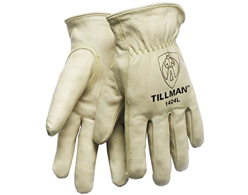 Tillman 1424 Pearl Large Grain Cowhide Leather Drivers Glove - Keystone Thumb - 1424 LG [PRICE is per PAIR]
